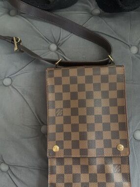 Louis Vuitton Brown Damier Ebene Messenger Bag with Dark Brown Strap